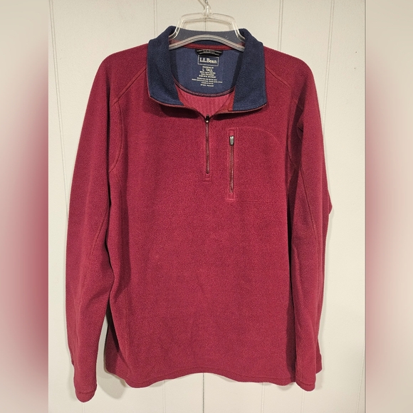 L.L. Bean Fleece Shirt Mens Large Tall Sweatshirt Quarter Zip Pocket Light Spot - Picture 1 of 5